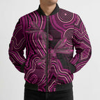 Australia Breast Cancer Awareness Bomber Puffer Jacket Pink Dragonflies Aboriginal Art - Aussie Hoodie