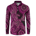 Australia Breast Cancer Awareness Button Sweatshirt Pink Dragonflies Aboriginal Art - Aussie Hoodie