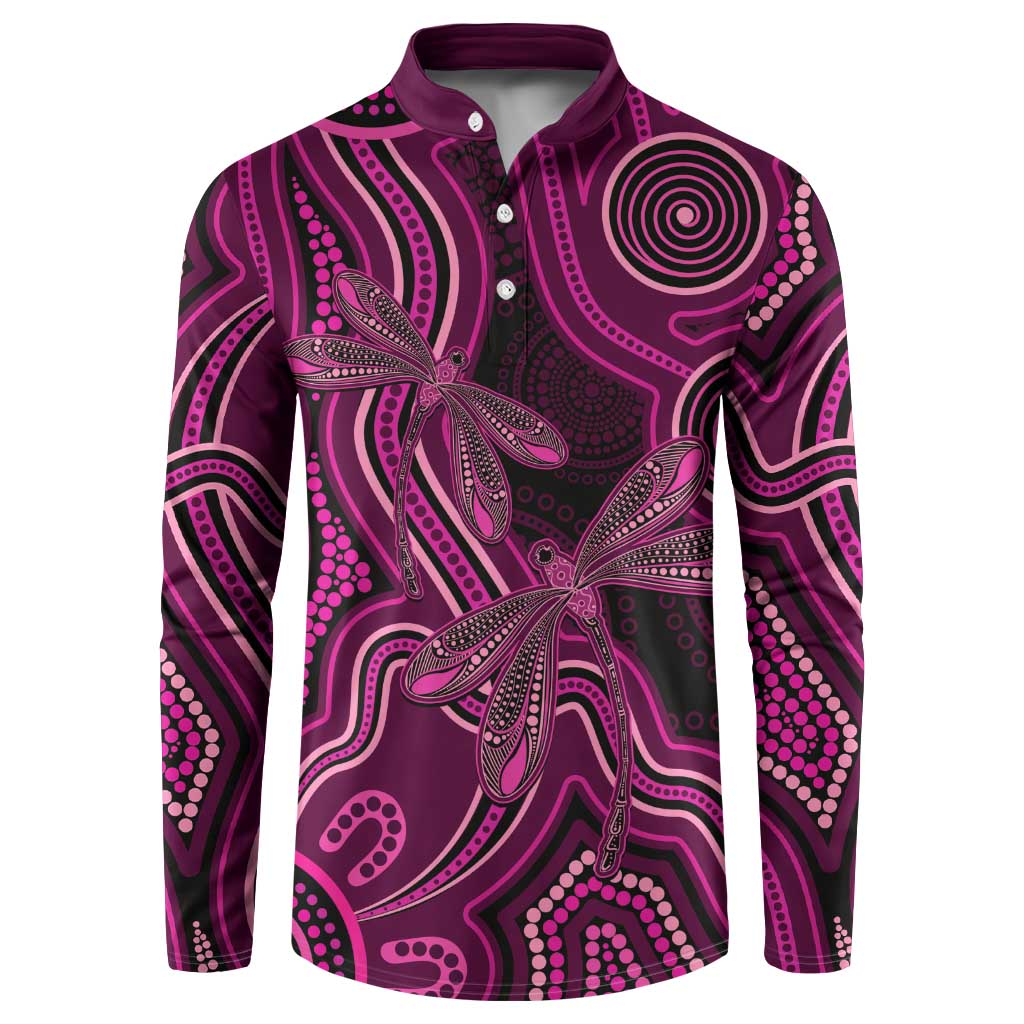 Australia Breast Cancer Awareness Button Sweatshirt Pink Dragonflies Aboriginal Art - Aussie Hoodie