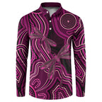 Australia Breast Cancer Awareness Button Sweatshirt Pink Dragonflies Aboriginal Art - Aussie Hoodie