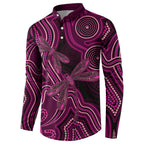 Australia Breast Cancer Awareness Button Sweatshirt Pink Dragonflies Aboriginal Art - Aussie Hoodie