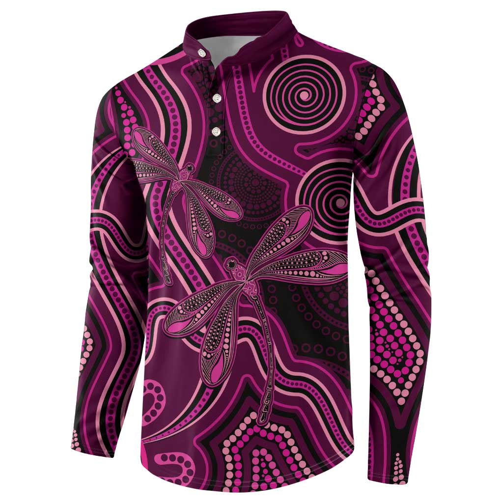 Australia Breast Cancer Awareness Button Sweatshirt Pink Dragonflies Aboriginal Art - Aussie Hoodie