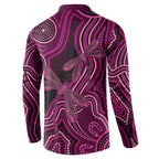 Australia Breast Cancer Awareness Button Sweatshirt Pink Dragonflies Aboriginal Art - Aussie Hoodie