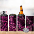 Australia Breast Cancer Awareness 4 in 1 Can Cooler Tumbler Pink Dragonflies Aboriginal Art - Aussie Hoodie