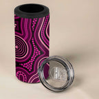 Australia Breast Cancer Awareness 4 in 1 Can Cooler Tumbler Pink Dragonflies Aboriginal Art - Aussie Hoodie
