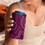 Australia Breast Cancer Awareness 4 in 1 Can Cooler Tumbler Pink Dragonflies Aboriginal Art - Aussie Hoodie