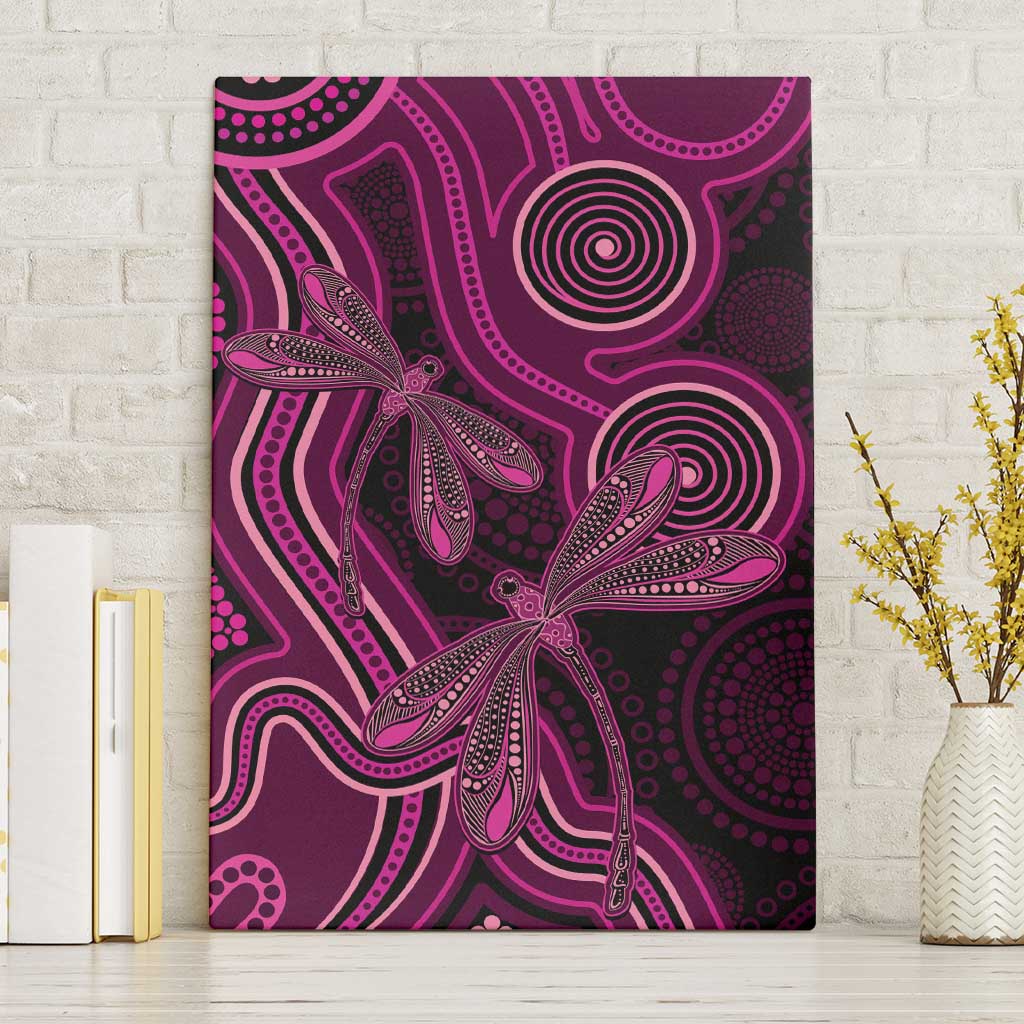 Australia Breast Cancer Awareness Canvas Wall Art Pink Dragonflies Aboriginal Art - Aussie Hoodie