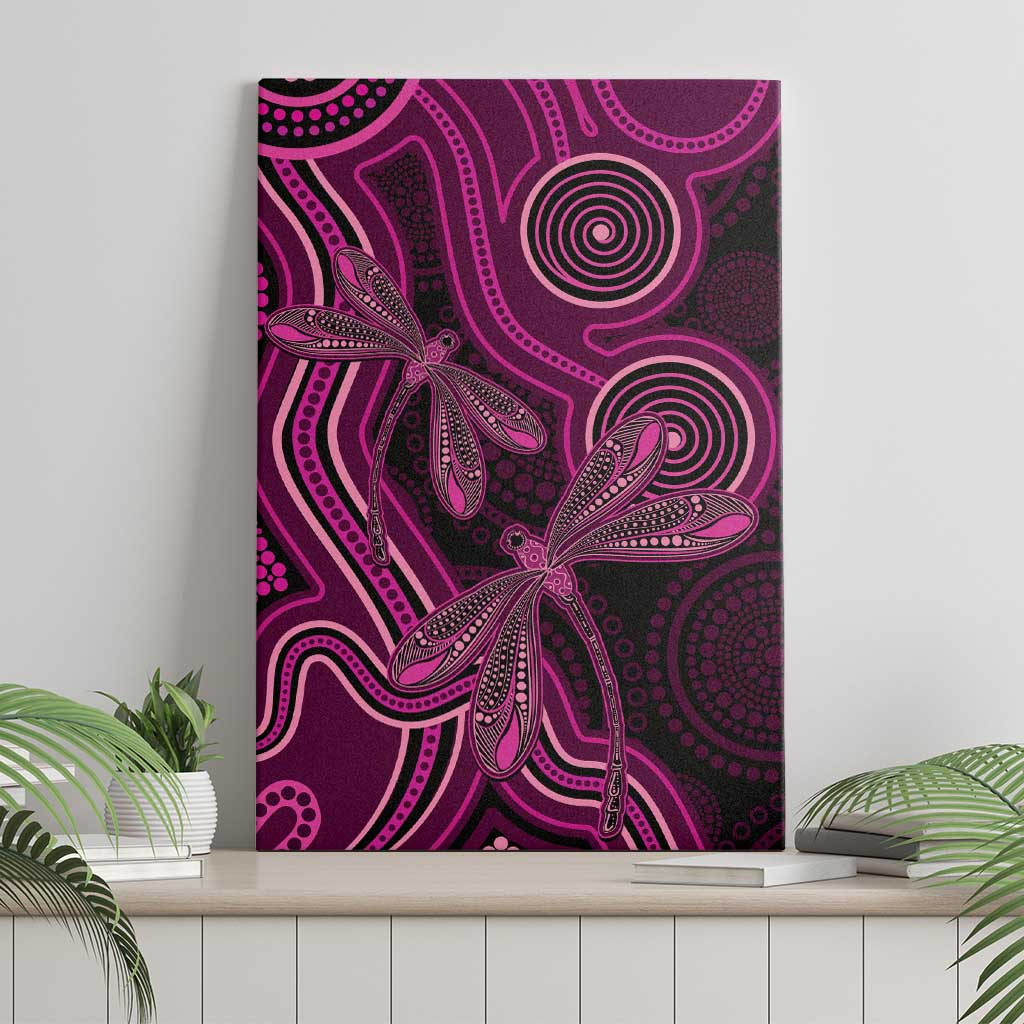 Australia Breast Cancer Awareness Canvas Wall Art Pink Dragonflies Aboriginal Art - Aussie Hoodie
