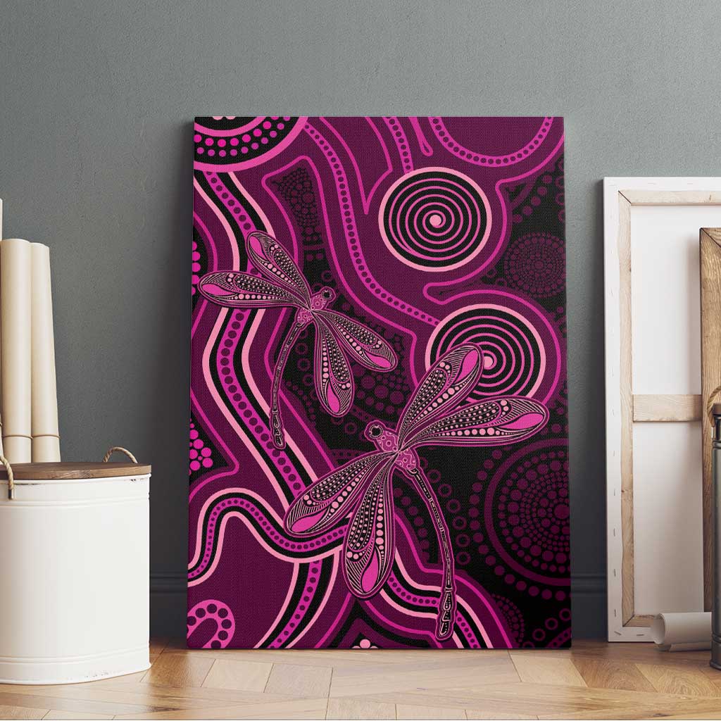 Australia Breast Cancer Awareness Canvas Wall Art Pink Dragonflies Aboriginal Art - Aussie Hoodie