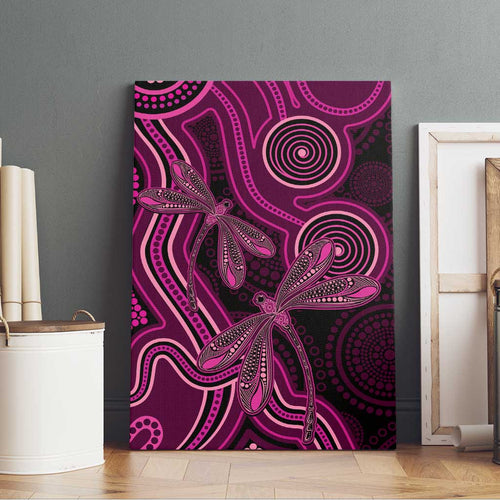 Australia Breast Cancer Awareness Canvas Wall Art Pink Dragonflies Aboriginal Art - Aussie Hoodie