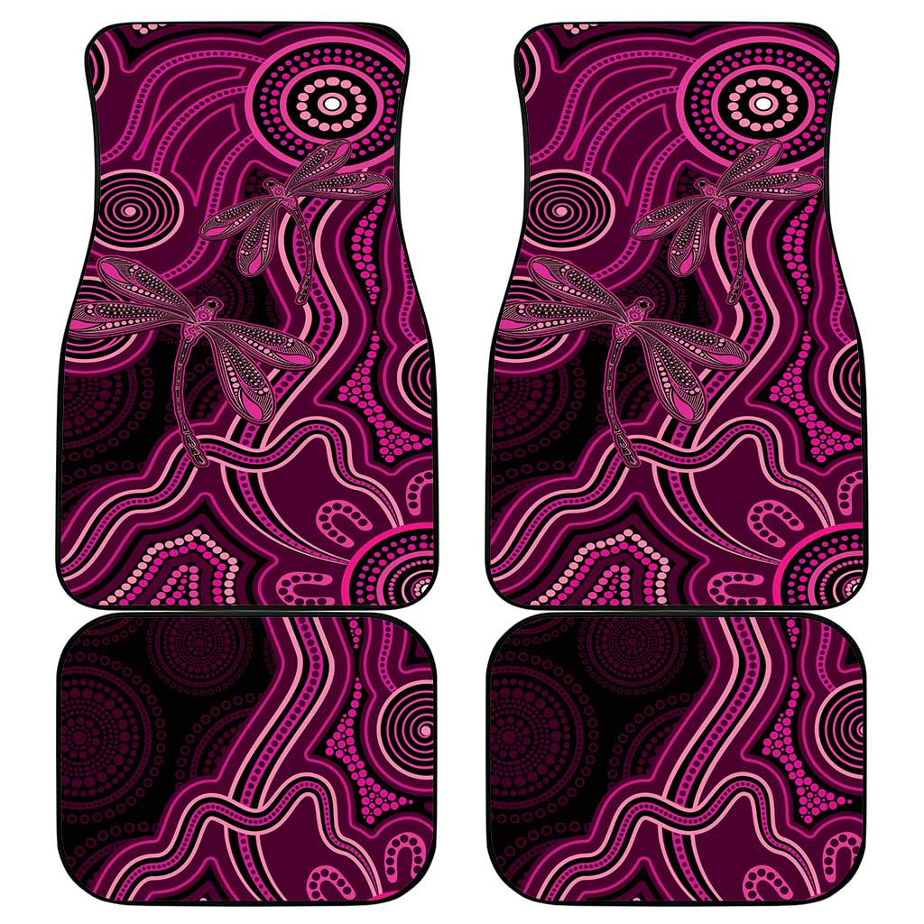 Australia Breast Cancer Awareness Car Mats Pink Dragonflies Aboriginal Art - Aussie Hoodie
