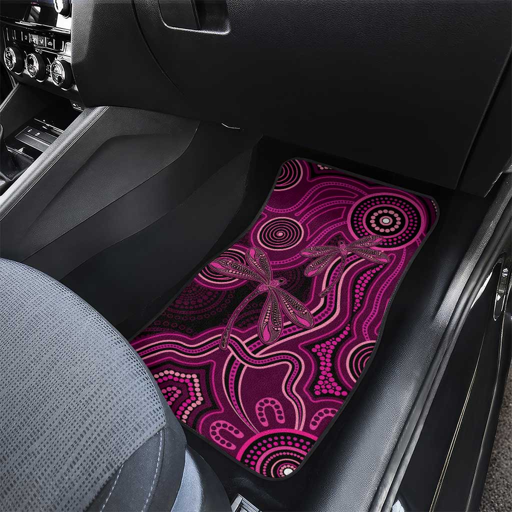 Australia Breast Cancer Awareness Car Mats Pink Dragonflies Aboriginal Art - Aussie Hoodie