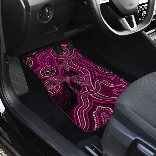 Australia Breast Cancer Awareness Car Mats Pink Dragonflies Aboriginal Art - Aussie Hoodie