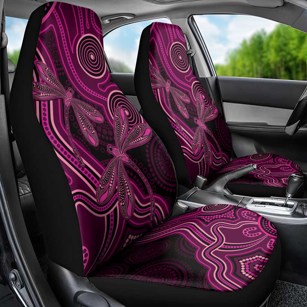 Australia Breast Cancer Awareness Car Seat Cover Pink Dragonflies Aboriginal Art - Aussie Hoodie