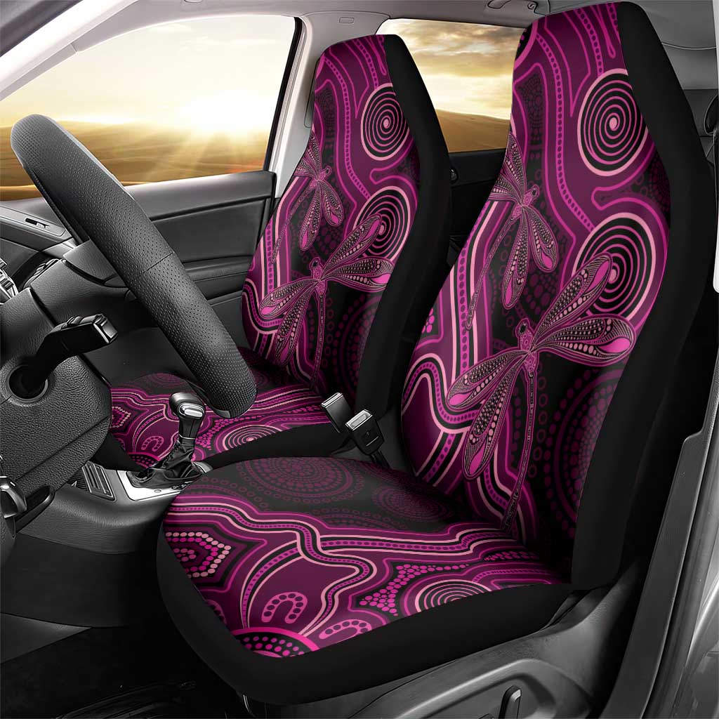 Australia Breast Cancer Awareness Car Seat Cover Pink Dragonflies Aboriginal Art - Aussie Hoodie