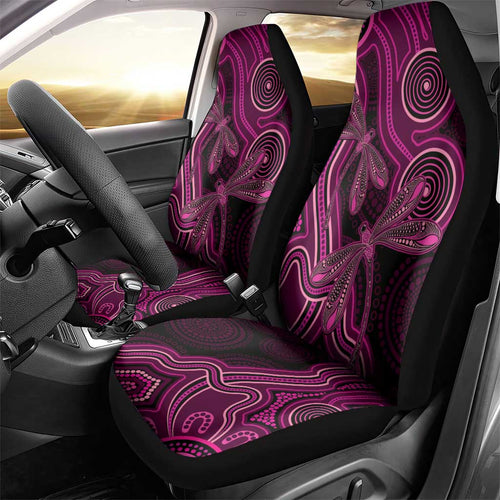 Australia Breast Cancer Awareness Car Seat Cover Pink Dragonflies Aboriginal Art - Aussie Hoodie