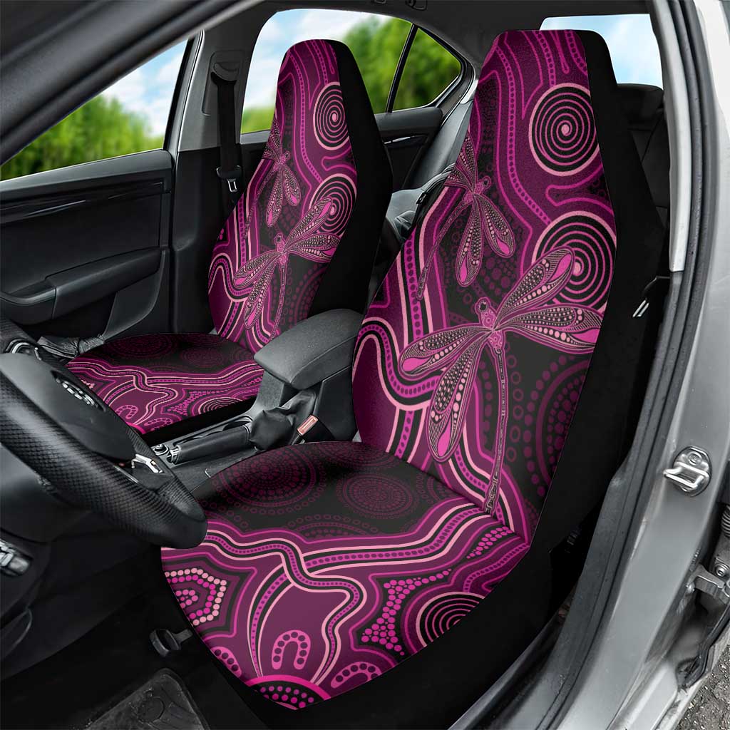 Australia Breast Cancer Awareness Car Seat Cover Pink Dragonflies Aboriginal Art - Aussie Hoodie