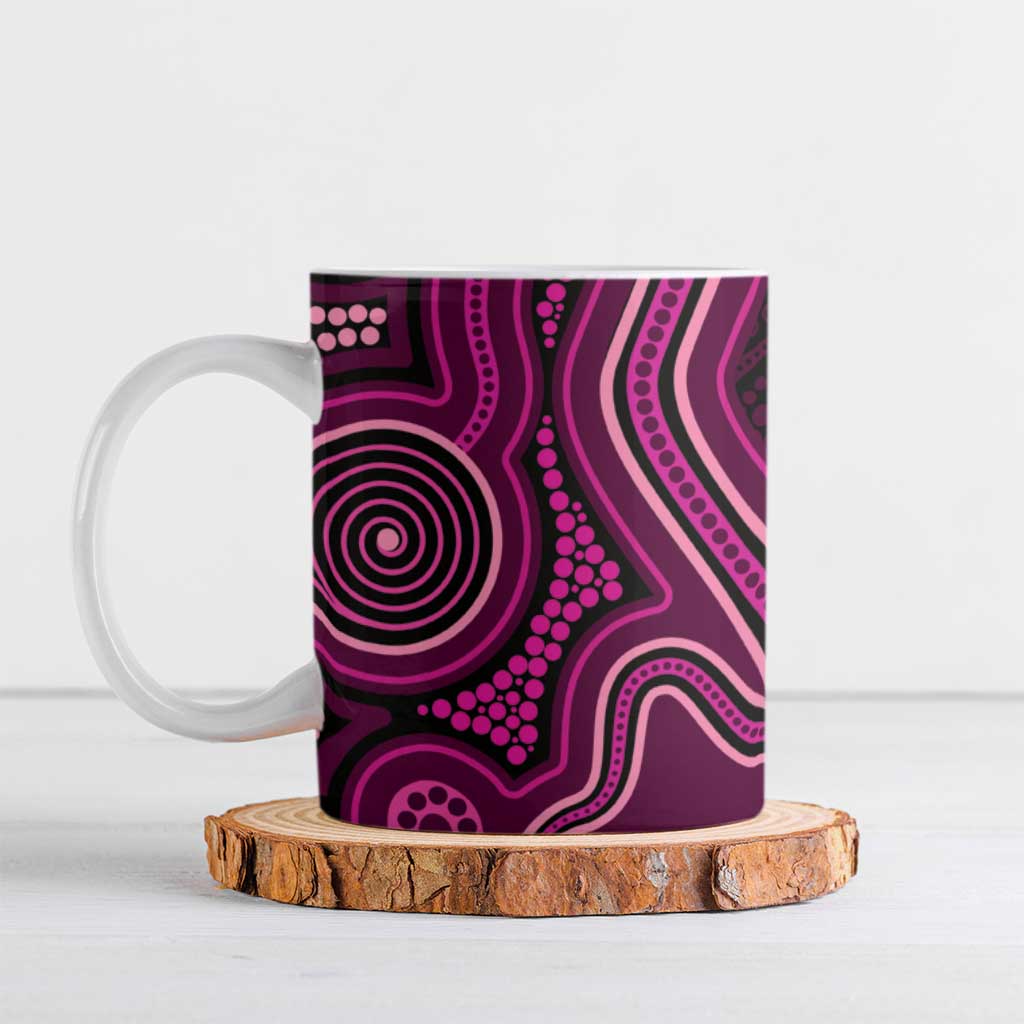 Australia Breast Cancer Awareness Ceramic Mug Pink Dragonflies Aboriginal Art - Aussie Hoodie