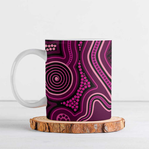 Australia Breast Cancer Awareness Ceramic Mug Pink Dragonflies Aboriginal Art - Aussie Hoodie