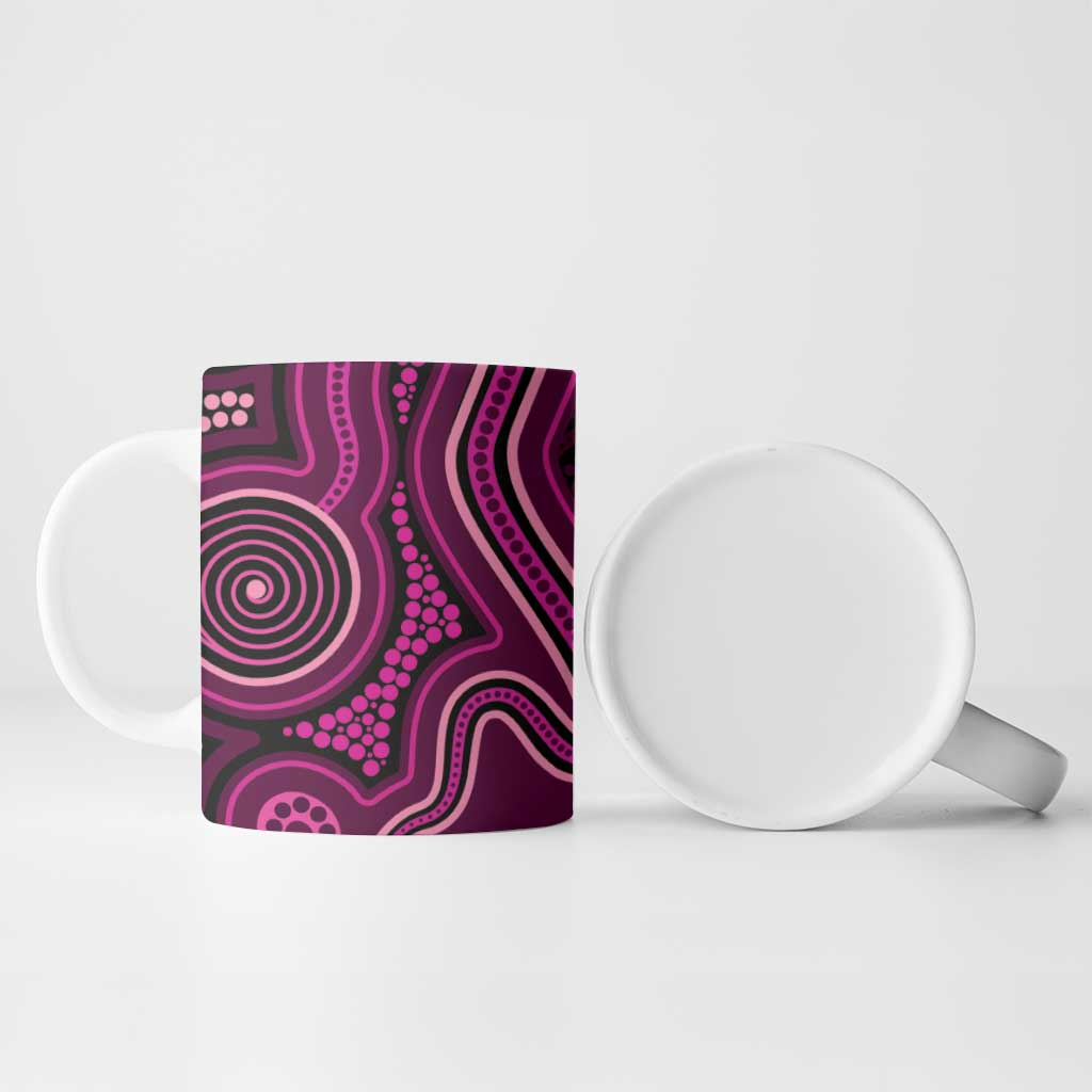 Australia Breast Cancer Awareness Ceramic Mug Pink Dragonflies Aboriginal Art - Aussie Hoodie