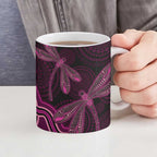 Australia Breast Cancer Awareness Ceramic Mug Pink Dragonflies Aboriginal Art - Aussie Hoodie
