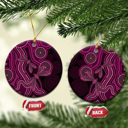 Australia Breast Cancer Awareness Ceramic Ornament Pink Dragonflies Aboriginal Art - Aussie Hoodie