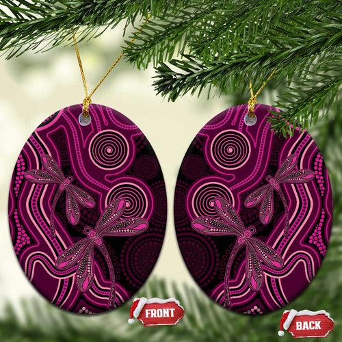 Australia Breast Cancer Awareness Ceramic Ornament Pink Dragonflies Aboriginal Art - Aussie Hoodie