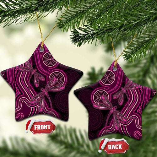 Australia Breast Cancer Awareness Ceramic Ornament Pink Dragonflies Aboriginal Art - Aussie Hoodie
