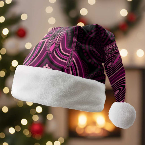 Australia Breast Cancer Awareness Christmas Santa Hat Pink Dragonflies Aboriginal Art - Aussie Hoodie