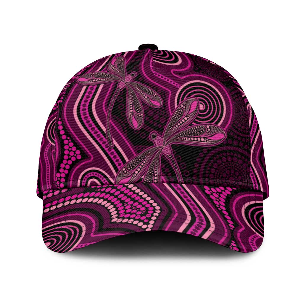 Australia Breast Cancer Awareness Classic Cap Pink Dragonflies Aboriginal Art - Aussie Hoodie
