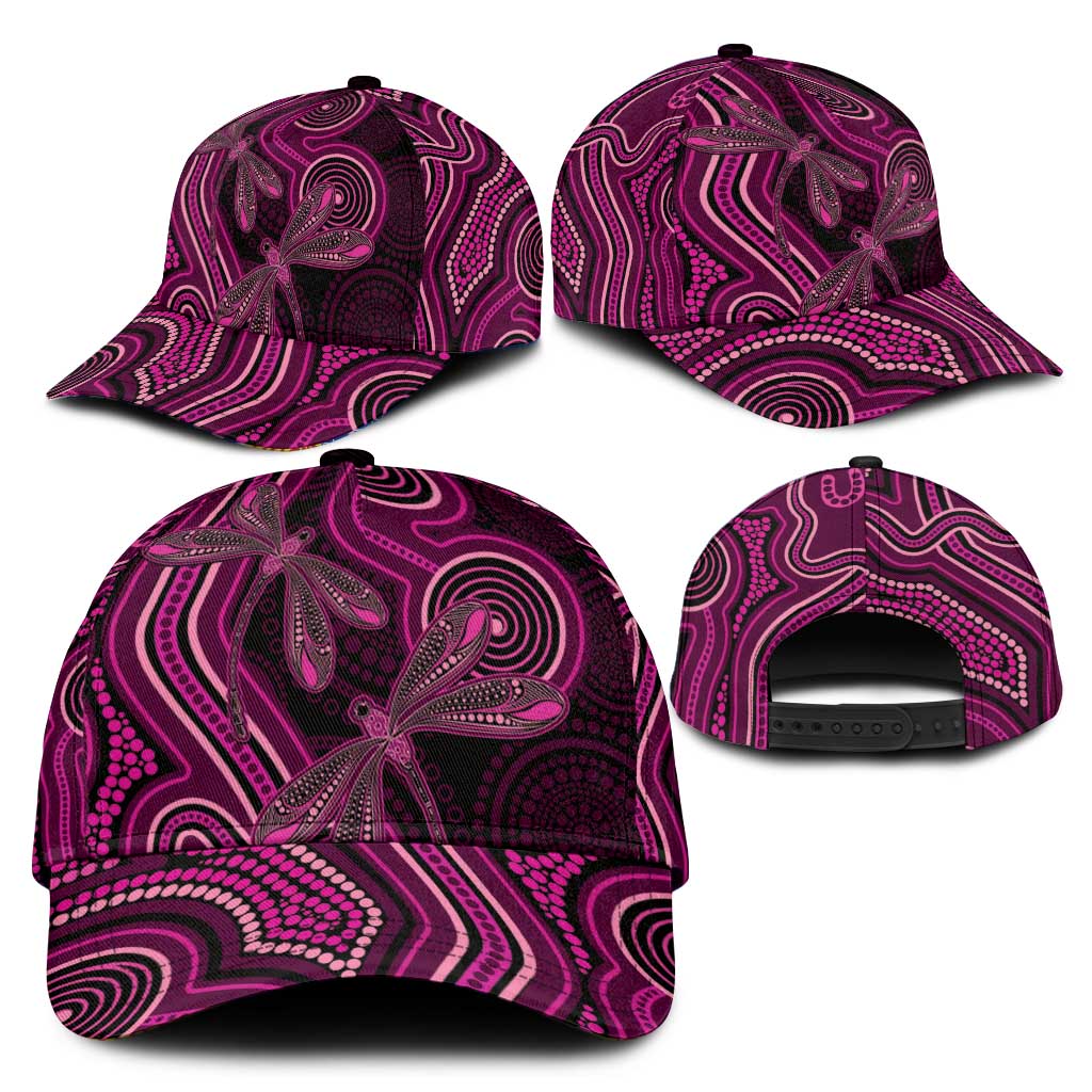 Australia Breast Cancer Awareness Classic Cap Pink Dragonflies Aboriginal Art - Aussie Hoodie