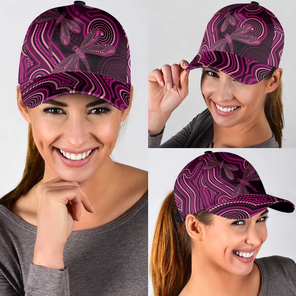 Australia Breast Cancer Awareness Classic Cap Pink Dragonflies Aboriginal Art - Aussie Hoodie