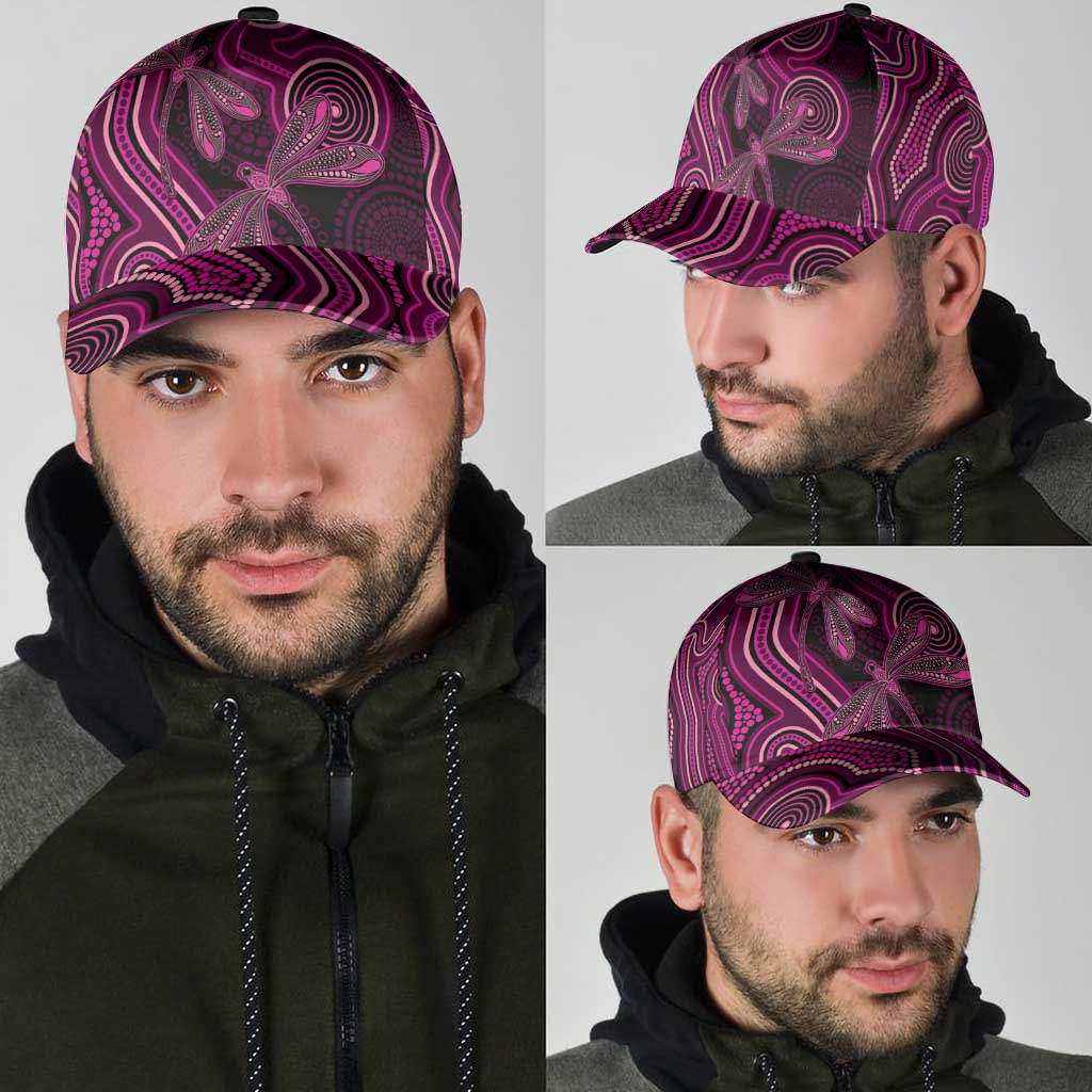 Australia Breast Cancer Awareness Classic Cap Pink Dragonflies Aboriginal Art - Aussie Hoodie