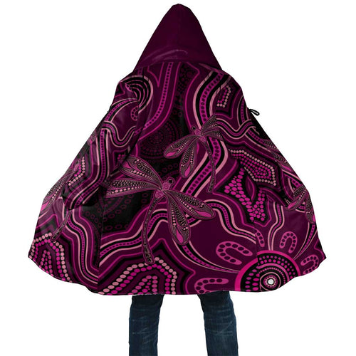 Australia Breast Cancer Awareness Cloak Pink Dragonflies Aboriginal Art - Aussie Hoodie