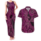 Australia Breast Cancer Awareness Couples Matching Tank Maxi Dress and Hawaiian Shirt Pink Dragonflies Aboriginal Art - Aussie Hoodie
