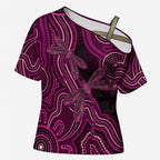 Australia Breast Cancer Awareness Cross Shoulder Shirt Pink Dragonflies Aboriginal Art - Aussie Hoodie