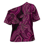 Australia Breast Cancer Awareness Cross Shoulder Shirt Pink Dragonflies Aboriginal Art - Aussie Hoodie