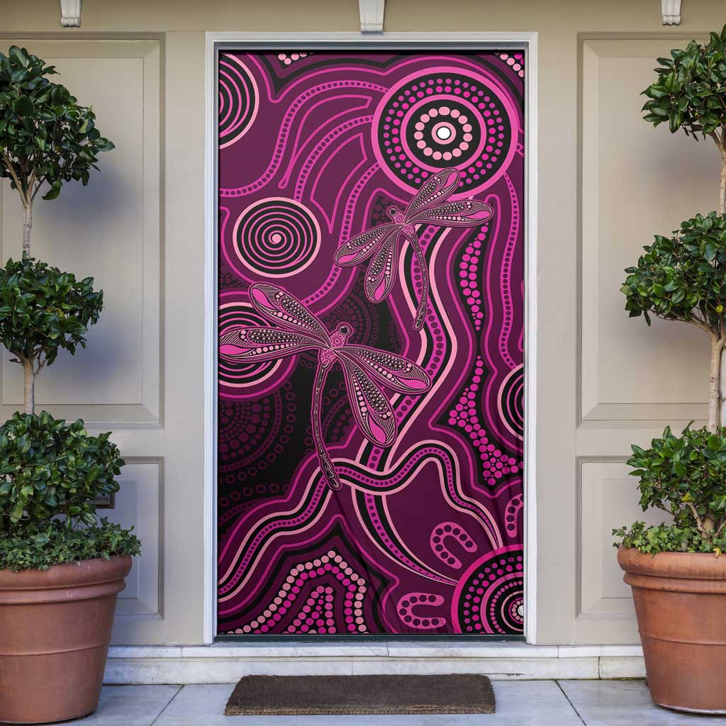Australia Breast Cancer Awareness Door Cover Pink Dragonflies Aboriginal Art - Aussie Hoodie