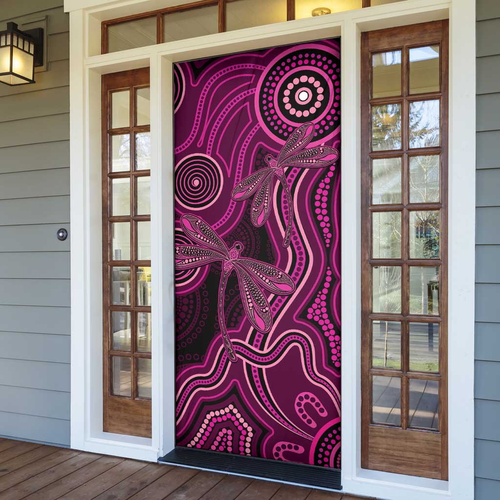 Australia Breast Cancer Awareness Door Cover Pink Dragonflies Aboriginal Art - Aussie Hoodie