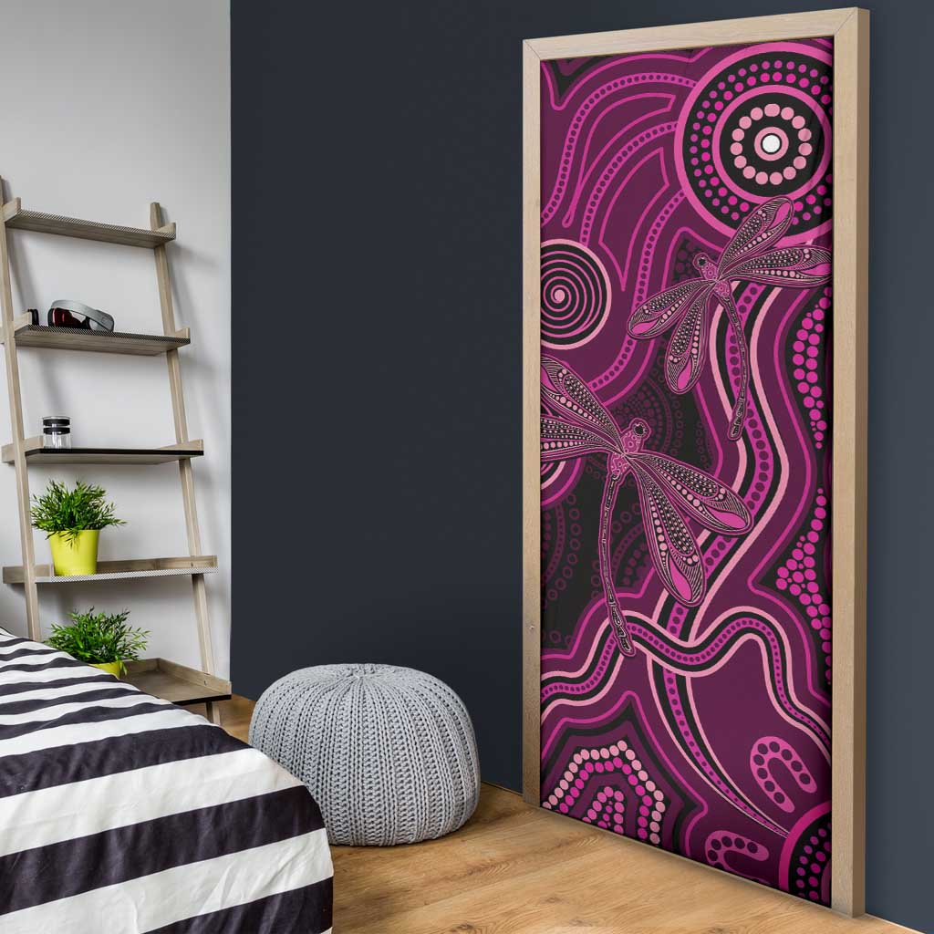 Australia Breast Cancer Awareness Door Cover Pink Dragonflies Aboriginal Art - Aussie Hoodie