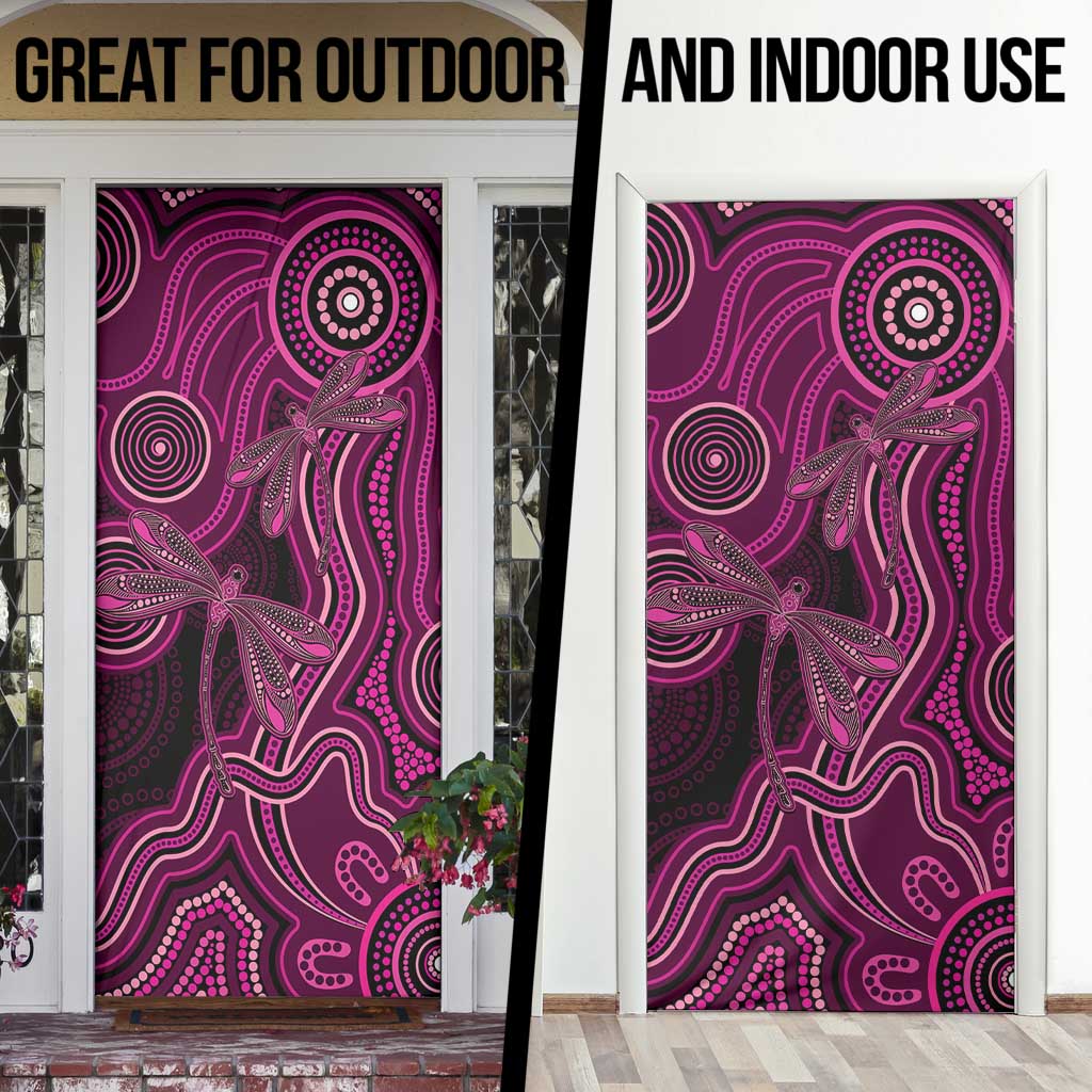 Australia Breast Cancer Awareness Door Cover Pink Dragonflies Aboriginal Art - Aussie Hoodie