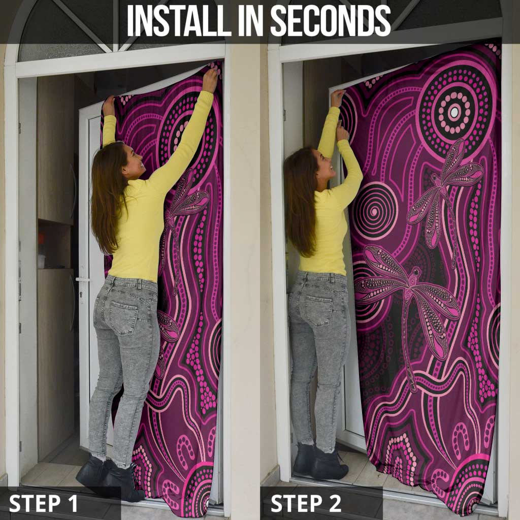 Australia Breast Cancer Awareness Door Cover Pink Dragonflies Aboriginal Art - Aussie Hoodie
