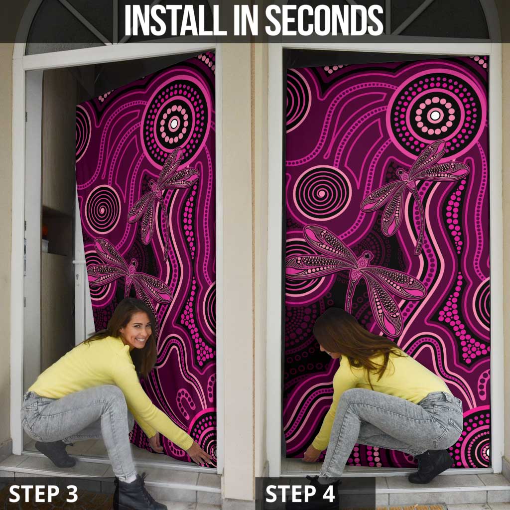 Australia Breast Cancer Awareness Door Cover Pink Dragonflies Aboriginal Art - Aussie Hoodie