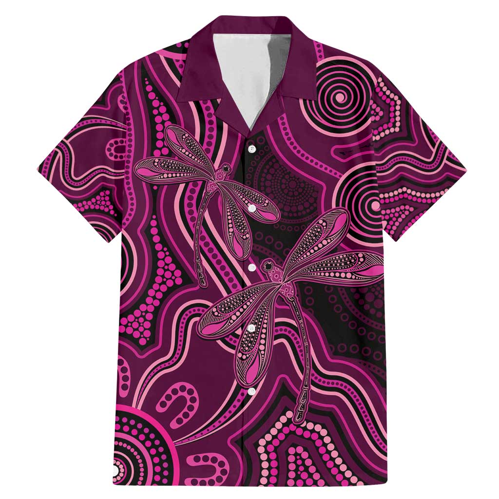 Australia Breast Cancer Awareness Family Matching Mermaid Dress and Hawaiian Shirt Pink Dragonflies Aboriginal Art - Aussie Hoodie