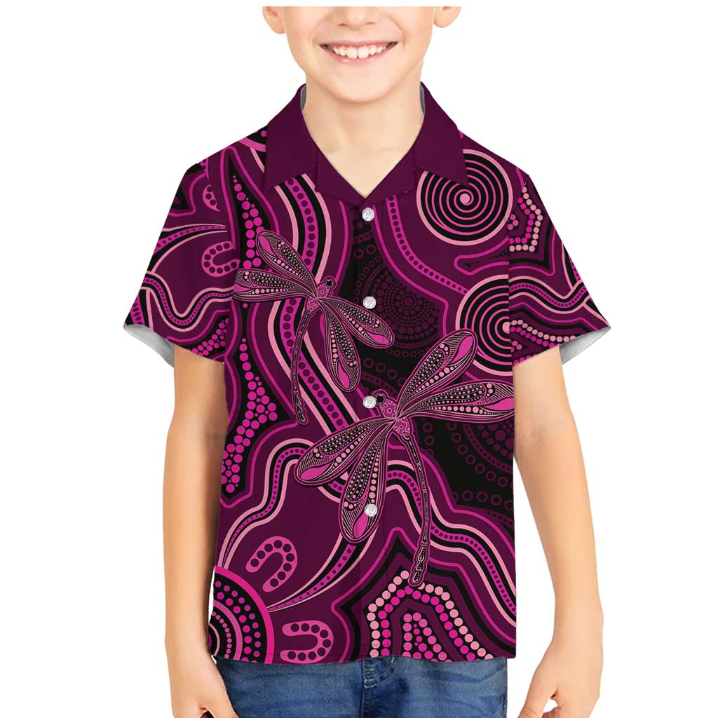 Australia Breast Cancer Awareness Family Matching Mermaid Dress and Hawaiian Shirt Pink Dragonflies Aboriginal Art - Aussie Hoodie
