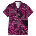 Australia Breast Cancer Awareness Family Matching Off The Shoulder Long Sleeve Dress and Hawaiian Shirt Pink Dragonflies Aboriginal Art - Aussie Hoodie