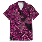 Australia Breast Cancer Awareness Family Matching Off The Shoulder Long Sleeve Dress and Hawaiian Shirt Pink Dragonflies Aboriginal Art - Aussie Hoodie