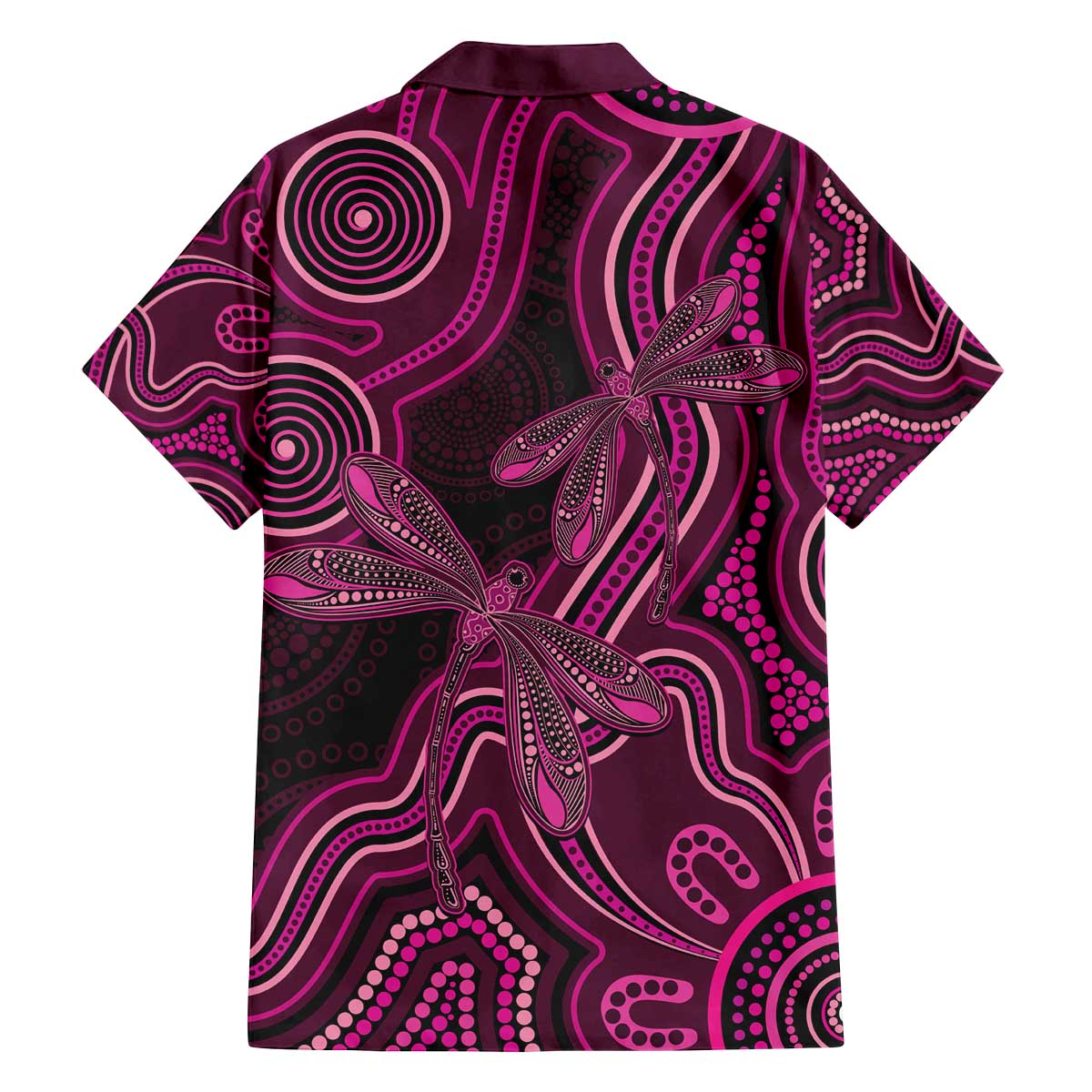 Australia Breast Cancer Awareness Family Matching Off The Shoulder Long Sleeve Dress and Hawaiian Shirt Pink Dragonflies Aboriginal Art - Aussie Hoodie