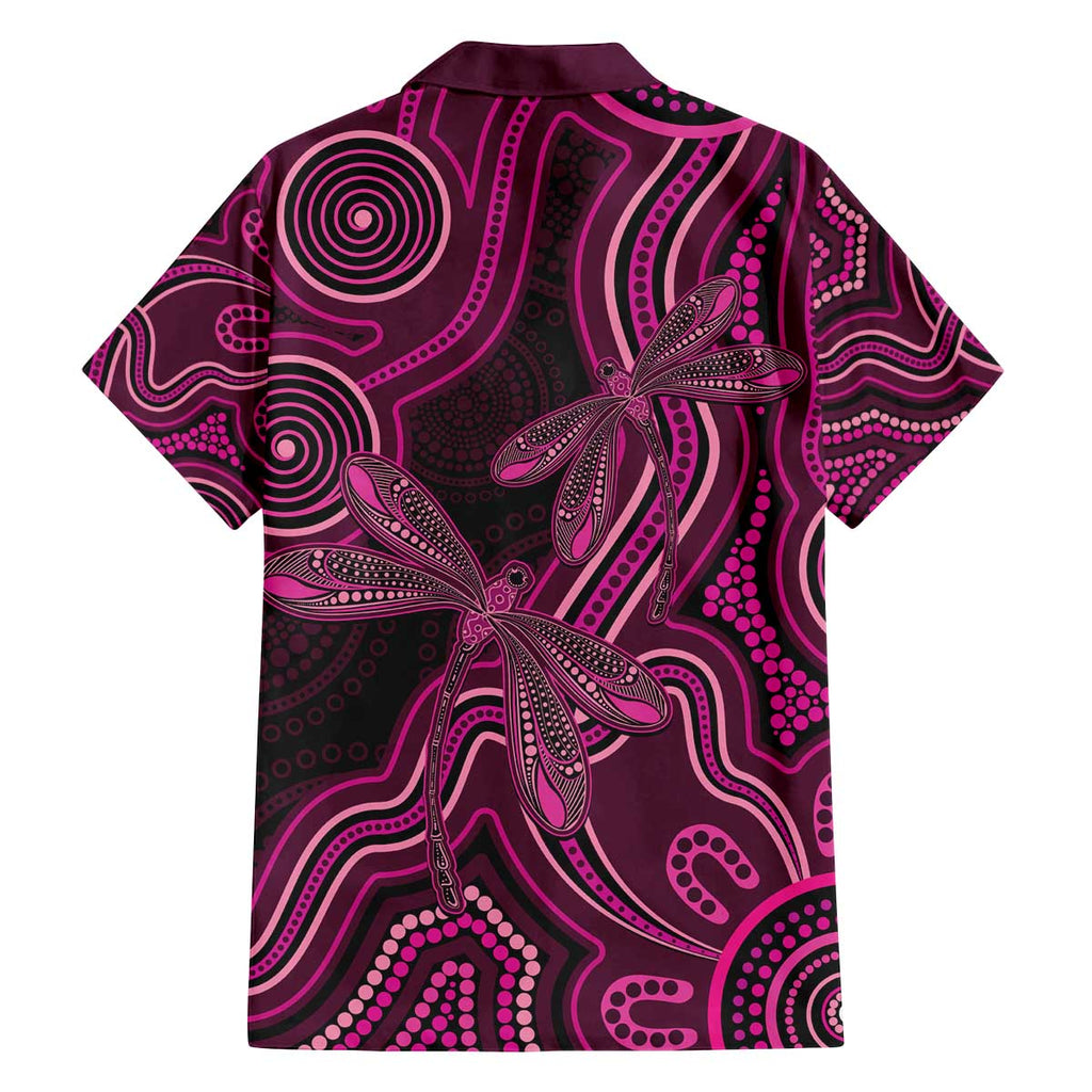 Australia Breast Cancer Awareness Family Matching Off The Shoulder Long Sleeve Dress and Hawaiian Shirt Pink Dragonflies Aboriginal Art - Aussie Hoodie