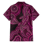Australia Breast Cancer Awareness Family Matching Off The Shoulder Long Sleeve Dress and Hawaiian Shirt Pink Dragonflies Aboriginal Art - Aussie Hoodie